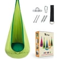 thumbnail image 5 of Kids Pod Swing Chair, Hanging Hammock Chair with Inflatable Pillow, Sensory Pocket for Outdoor and Indoor, Max 176Lbs(Green, 5 of 13