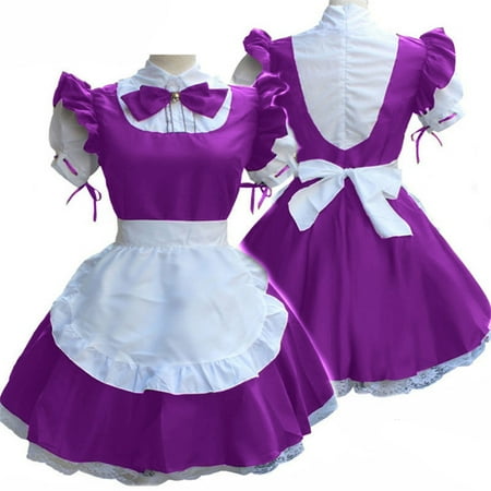 

TIHLMK Apparel Deals Clearance Lingerie Maid Costume Women Headwear Apron Fake Collar Bowknot Dress