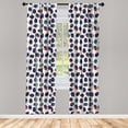 thumbnail image 2 of Ambesonne Easter Curtains, Egg Characters Hearts Art, Pair of 28"x84", Navy Blue and Burnt Orange, 2 of 4