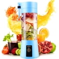 thumbnail image 1 of Portable Mini Blender USB Rechargeable 380ml for Smoothies, Shakes, Fresh Juice with Six Blades - Lightweight Travel Office Kitchen Use, Blue, 1 of 8