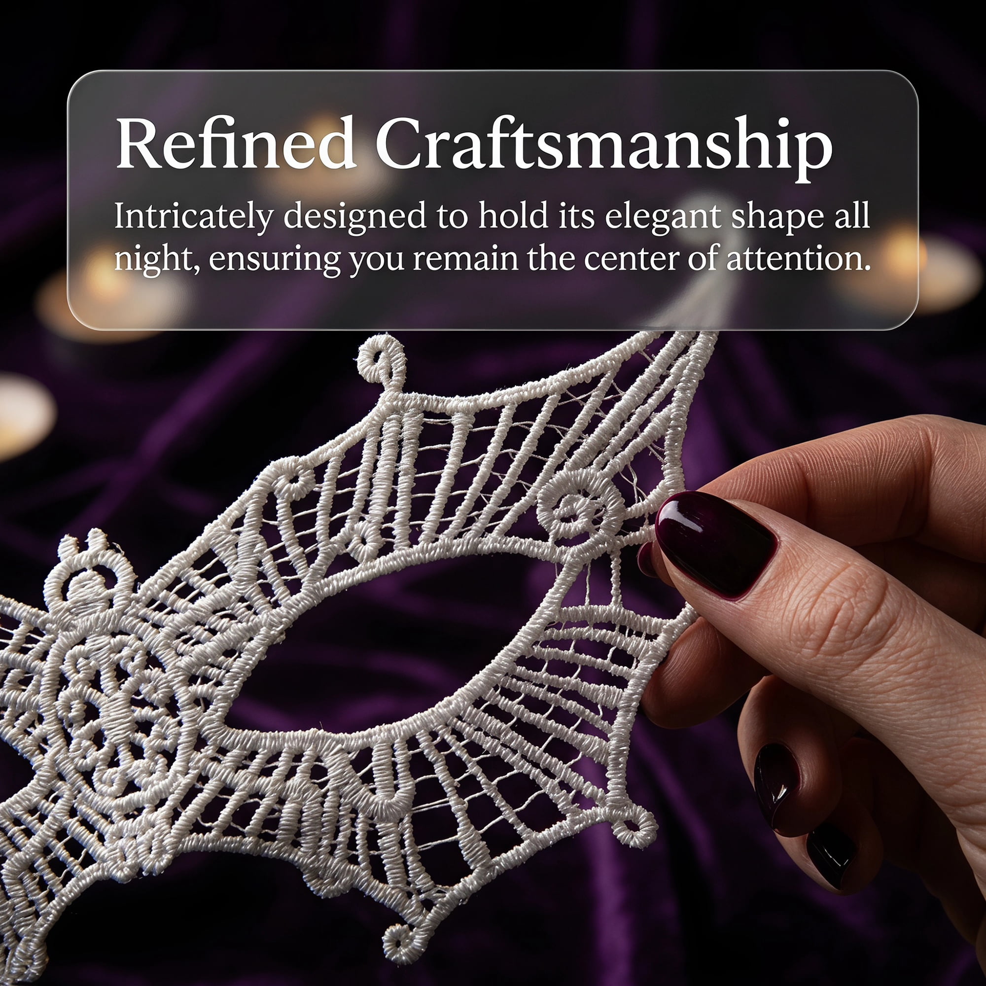 Unique Bargains 6-Pack Venetian Lace Eye Masks for Party White Little Spider 8.7" x 5.1"