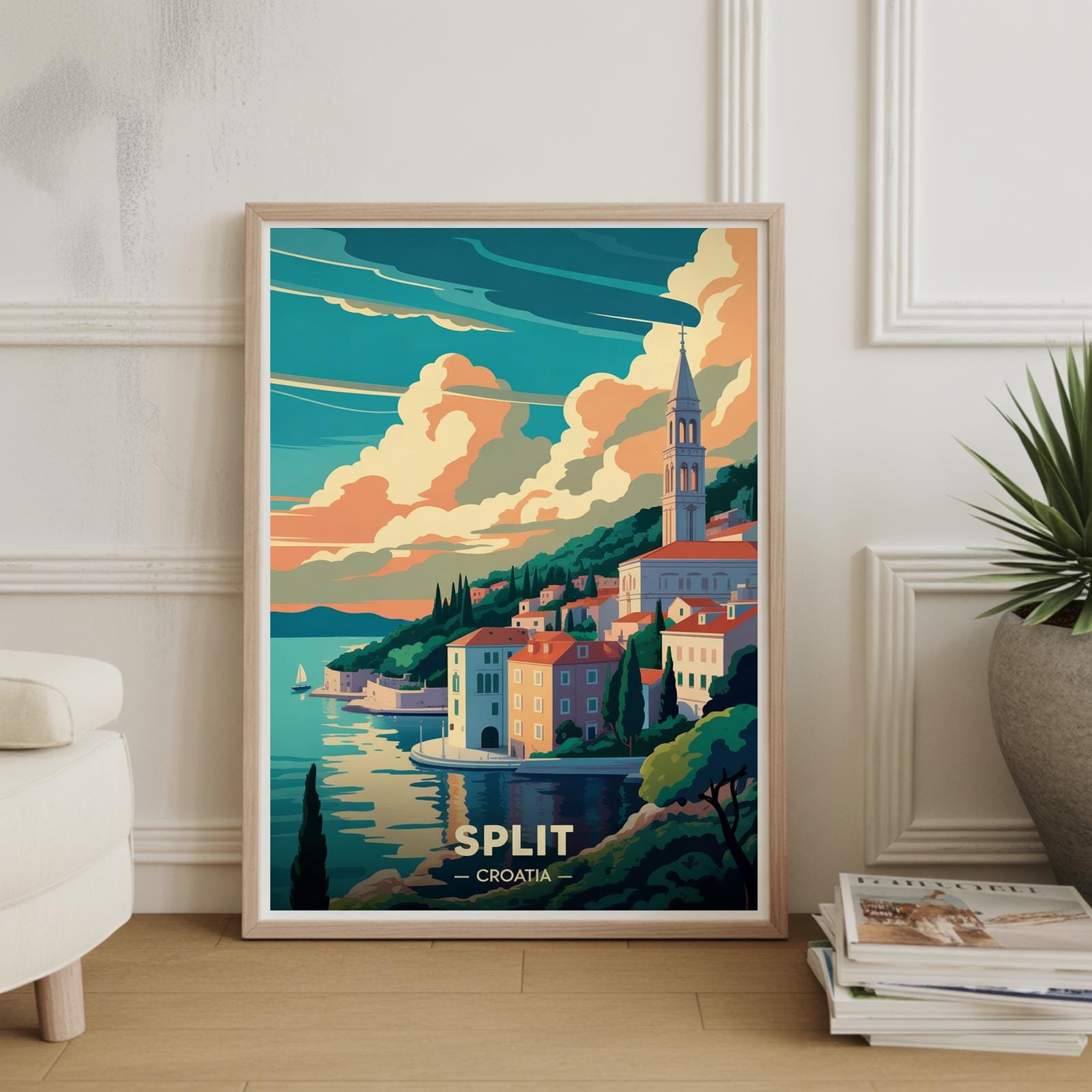 Croatia Split Travel Poster, Dalmatian Coast Poster , Poster Print Only