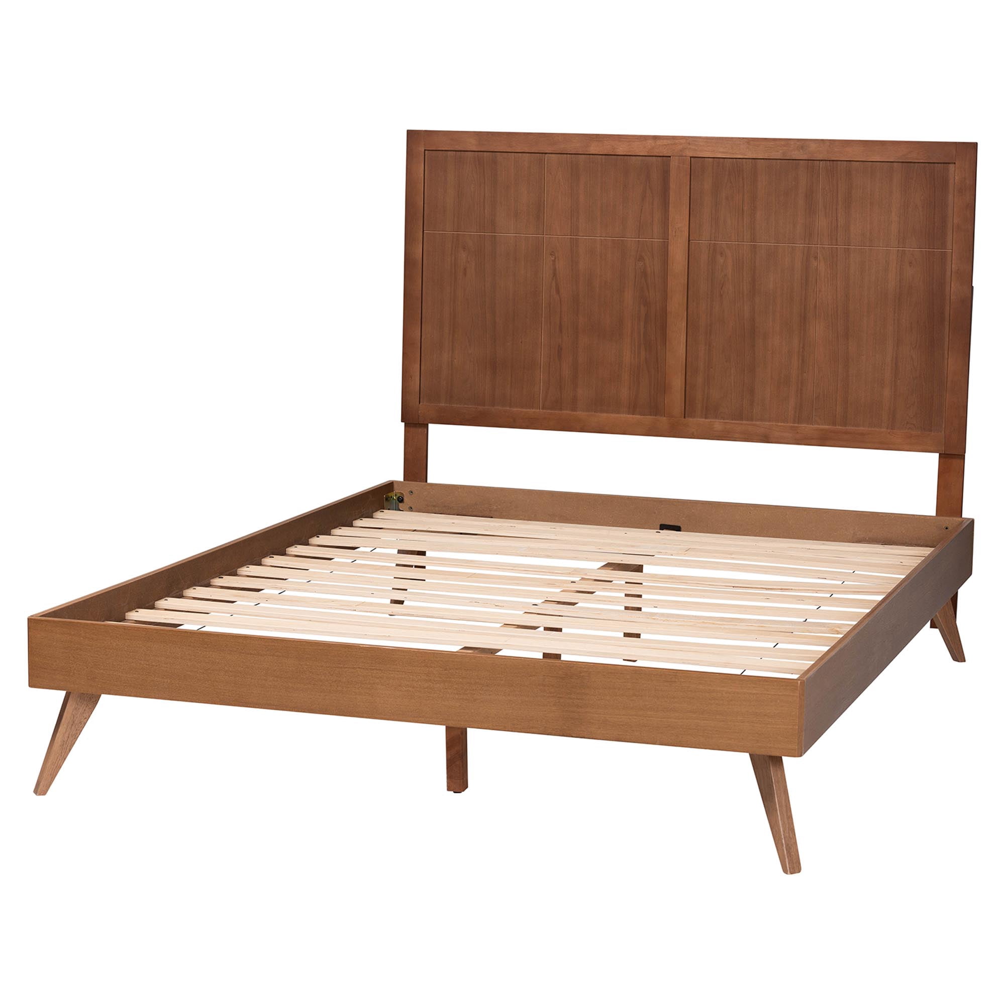 Baxton Studio Noela Mid-Century Platform Bed, King, Ash Walnut