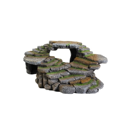Reptology Shale Scape Step Ledge & Cave Hideout – Decorative Resin for Aquariums & Terrariums – Great for Reptiles, Amphibians, and Fish – Large