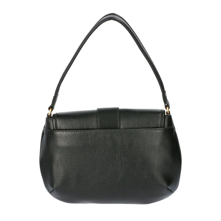 Time and Tru Women's Heather Shoulder Buckle Bag, Black