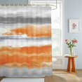 thumbnail image 2 of Bathroom Shower Curtain Modern Abstract Canvas Art Waterproof Shower Curtains with Hooks, Orange Gray Striped Bath Curtains Bathtub Curtain Home Decor 72x72in, 2 of 9
