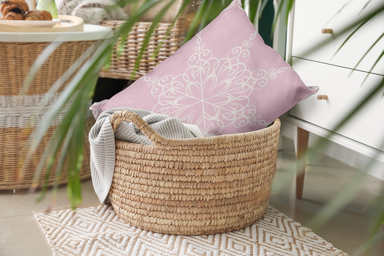 20" x 14" Simply Daisy Snowflake Polyester Accent Pillow, Pink (1 Count)