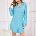 thumbnail image 2 of Kilaqueen Nightgowns for Women Button Down Long Sleeve Lapel Pajama Dress V Neck Boyfriend Solid Color Soft Comfy Nightshirt, 2 of 4