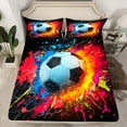 thumbnail image 2 of jejeloiu Football Game Twin Sheet Sets,Soccer Sport Theme Twin Fitted Sheet,Oil Painting Aesthetic Flat Sheet For Boys Kids,Microfiber Bedroom Decor,3-Piece, 2 of 7