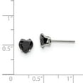 thumbnail image 3 of FB Jewels Stainless Steel Polished 6mm Black Heart CZ Stud Post Earrings, 3 of 3