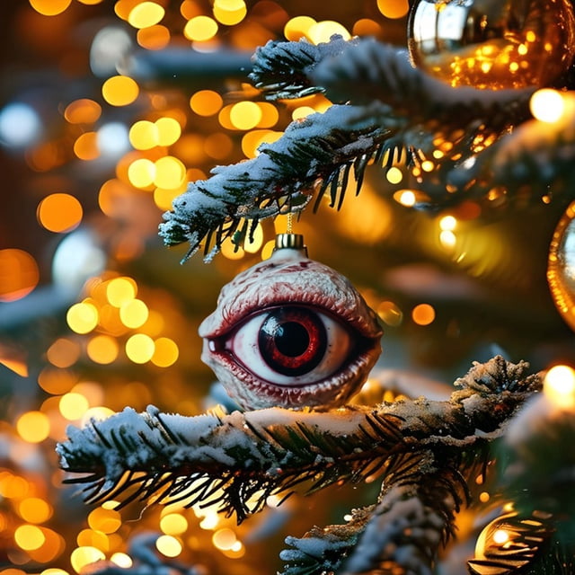 Fiudx Adornos Navideños Especiales con Forma de Ojo, Diseño Espeluznante y Divertido, Uso Versátil para Navidad y Halloween, Fácil de Colgar, Decoración para Fiestas Familiares, Material Duradero, Ju
