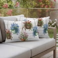 thumbnail image 4 of Flowers Pillow Covers 2 Pack Spring Red Blue Pink Floral Flowerpot White Wood Grain Pillowcase Waterproof Outdoor Throw Pillow Cover for Patio Balcony Rectangular Cushion 20”x12”, 4 of 9