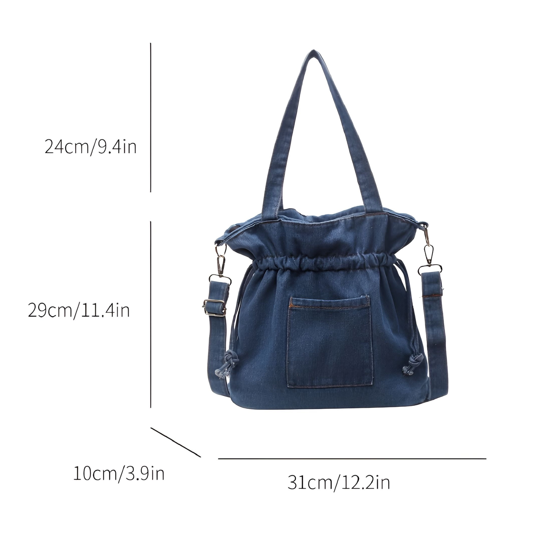 GASTROPOD Denim Tote Bag Vintage Bucket Shoulder Bag Drawstring Crossbody Bag For Women