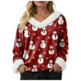 thumbnail image 5 of zaveiop Women's V-Neck Snowman Print Long Sleeve Sweater Cute Christmas Holiday Pullover with Faux Fur Trim (Z3-Hot Pink, L), 5 of 8