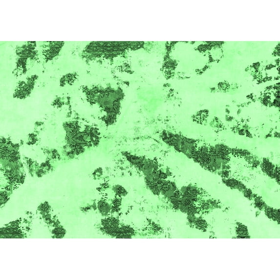 Ahgly Company Indoor Rectangle Abstract Emerald Green Modern Area Rugs, 7' x 10'