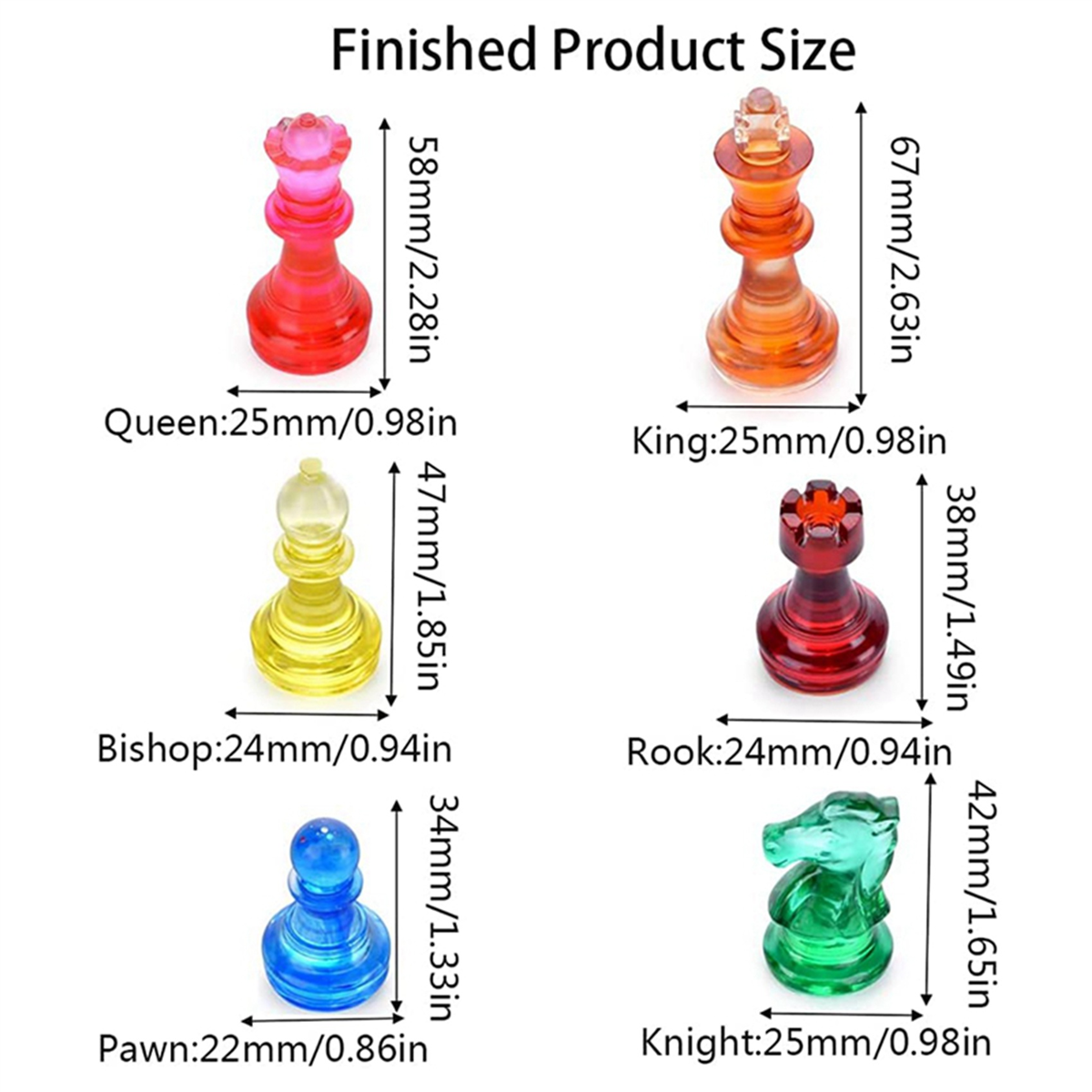 6X Chess Mold for Resin Silicone Chess Resin Mold Chess Crystal Epoxy Casting for DIY Crafts Making Birthday Gift