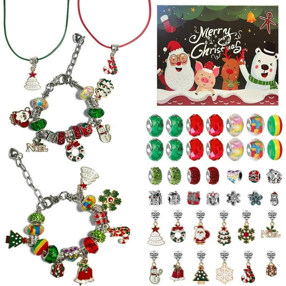 Christmas Charm Bracelet Making Kit for Girls, Unicorn/Mermaid Toys Gifts for Girls Age 6-8,Beads for Jewelry Making,Craft Supplies Kits Gifts for Teen Girls Toys