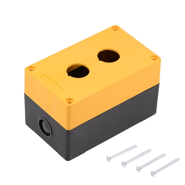 Caja de control de interruptor de botón pulsador 22mm 2 agujeros amarilla y negra 1 pieza