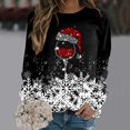 thumbnail image 2 of EHQJNJ Chandails en Molleton Courts pour Femmes Imprimé Joyeux Noël Col Rond Pull Décontracté Manches Longues Blouse Ample, 2 of 4
