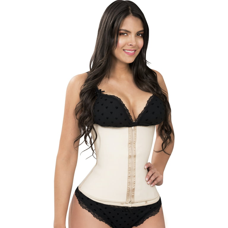 Clip and Zip Latex Waist Cincher Trainer Corset Nude Fajas Colombianas  Reductoras 207N2 by Fiorella Shapewear 