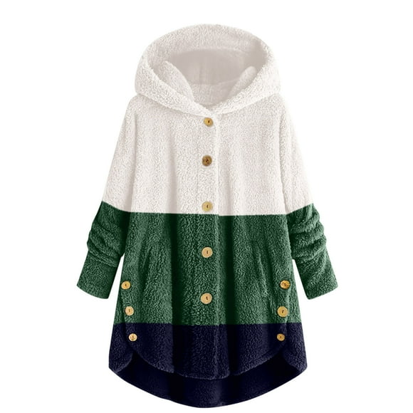 2025 Fleece Jacket Women Warm Ladies Outerwear Winter Plus Size Cute Jackets Casual for Women Button Down Hooded Tops Light Jacket for Juniors Teddy Coat Outerwear with Warm Up Jacket Women