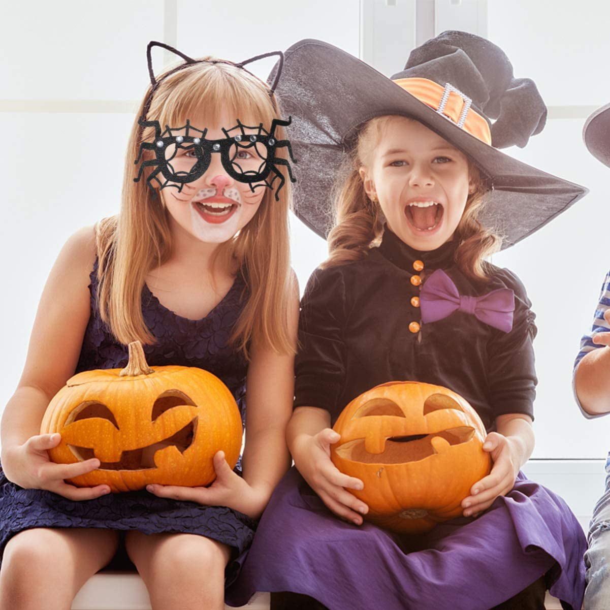 Pumpkin Children Photography Halloween Party Eyeglasses Spider Skull Props Funny 