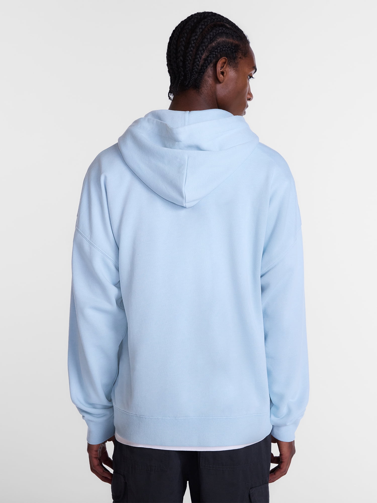 No Boundaries Boxy Fit Oversized Fleece Hoodie with Long Sleeves, Men's XS-4XLT