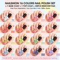 thumbnail image 5 of Nailshion Quick Air Dry Nail Polish Set, 16 Colors 10ML Macaron Nail Polish with Clear Base Top Coat and 35Pcs Remover Pads Spring Summer Regular Nail Lacquer Gift for Women Girls, 5 of 9
