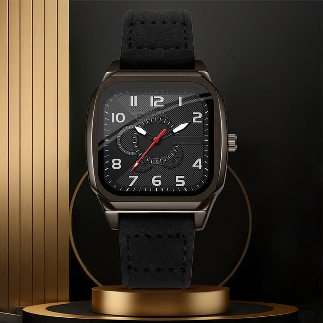 Reloj Para Hombre, Correa De Cuero De PU Fácil De Leer, Aspecto Moderno, Reloj De Cuarzo Informal Para Hombre Para Senderismo