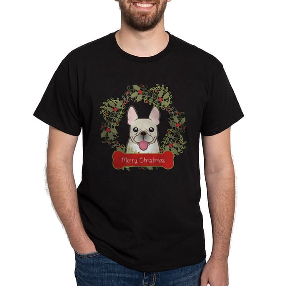 CafePress - French Bulldog Christmas Wreath Men's Value T Shir - Men's Classic Graphic Cotton T-Shirt