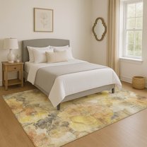 Addison Rugs Mayfield Premium Machine Washable Transitional Floral Gold Rectangle Rug, 5' x 7'6"