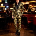 thumbnail image 2 of Men’s 2 Piece Short Set Printed Fashion Nightclub Party Casual Pants Tuxedo Ensemble Prom Outfit Set, 2 of 5