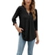thumbnail image 2 of SAYOO, camisetas salvajes a la moda para mujer, camisetas de manga 3/4 con botones y cuello en V de Color sólido, camisas informales holgadas de primavera, ropa de calle SAYOO  moda, 2 of 5
