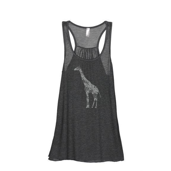 Thread Tank Floral Giraffe Women's Sleeveless Flowy Racerback Tank Top Charcoal Small