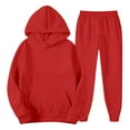 thumbnail image 2 of Men's Tracksuits 2 Piece Set Solid Color Loose Fit Hoodie Sweatshirt and Joggers Sweatpants Sets Versatile Sport Suits Clothes Outfits Red XXL, 2 of 4