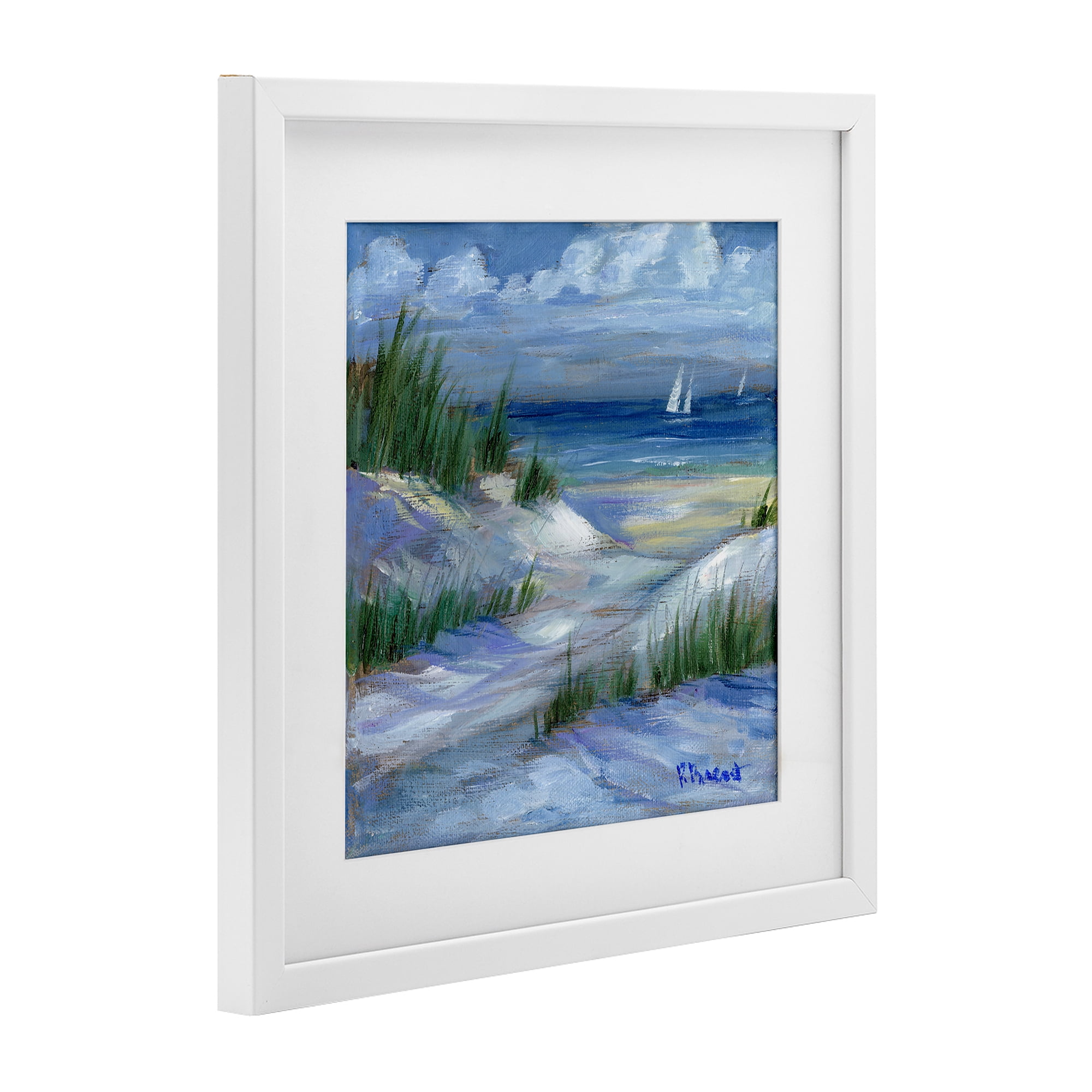 Stupell Industries Crooked Island Dunes & Sailboats White Framed Print Under Glass, design by Paul Brent