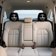thumbnail image 5 of Halloween Face Print Stretch Car Headrest Cover Set G, Universal Elastic Seat Protector, Spooky Vehicle Interior Decoration Accessories, 5 of 6