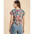 thumbnail image 4 of Moomaya Round Neck Short Sleeve Printed Loose Fit Top - Women's Casual Top, 4 of 9