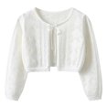 thumbnail image 2 of KAUOD Baby Girls Cardigan Sweater Bolero Shrug Toddler Kids Knit Sweater Lace 𝐔p Long Sleeve Cropped Dress Up Jacket Top, 2 of 8