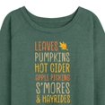 thumbnail image 3 of Instant Message - Fall Bucket List Leaves, Pumpkins, Hot Cider - Women's Lightweight French Terry Long Sleeve Shirt, 3 of 6