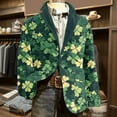 thumbnail image 2 of Kilaqueen Corduroy Blazer for Men St Patricks Day Single-Breasted Notch Lapel Suit Jackets Fashion Holiday Party Work Blazers with Pockets, 2 of 8