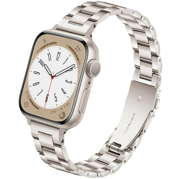 Metal band Compatible with Apple Watch Band Ultra 2 42mm 44mm 45mm 49mm for women, Slim and Thin Stainless Steel Replacement Adjustable Wristband for iWatch Series 9/8/7/6/5/4/3/2/1/SE,Starlight