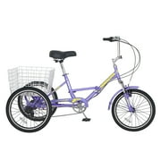 MOPHOTO Folding Adult Tricycle 7-Speed, 20 Three Wheel Cruiser Bike with Basket, Foldable Tricycle for Women,Seniors,Fold up Adult tricycle