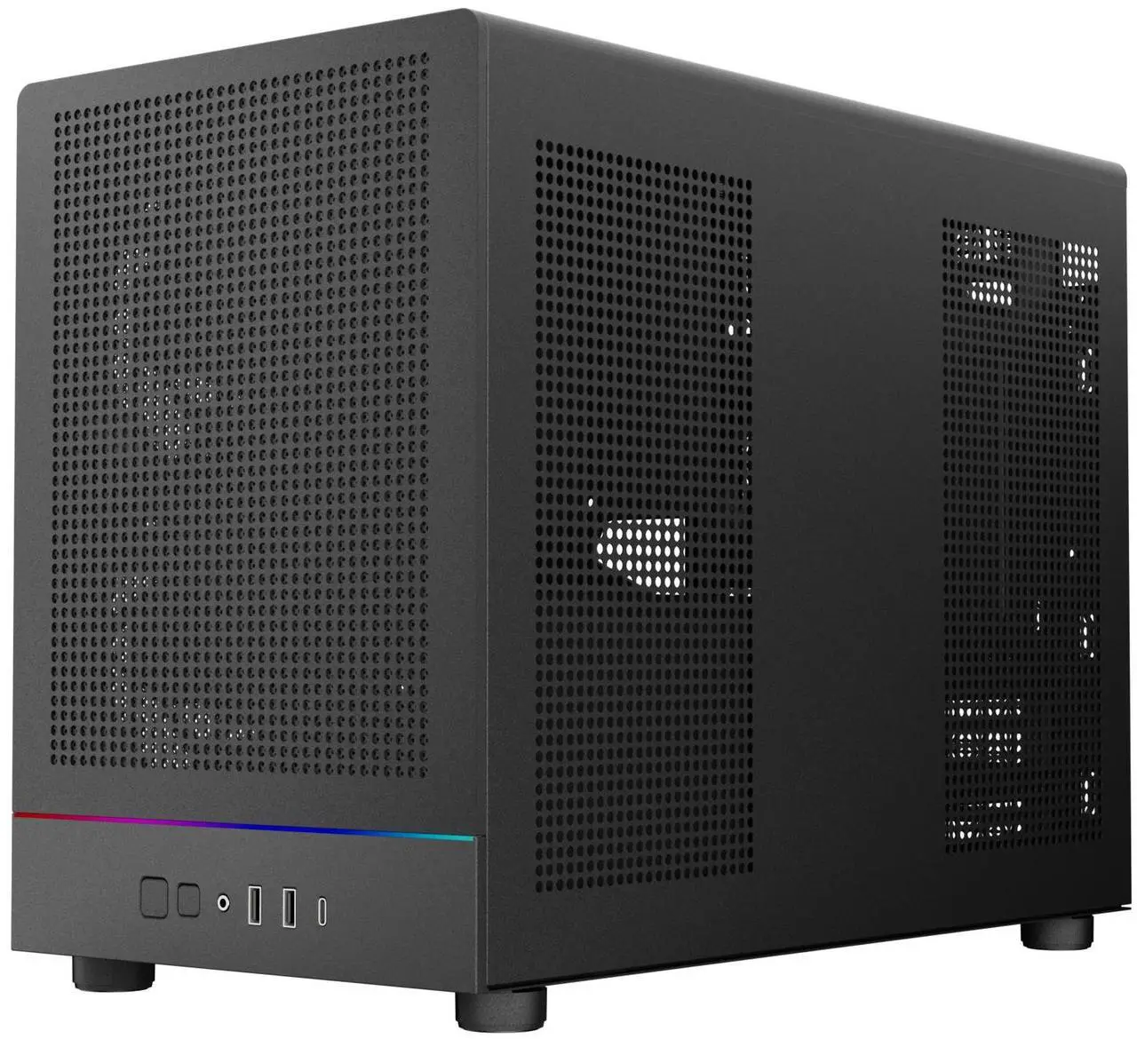 Gamdias ATHENA M4M mini ITX, mATX, micro mesh small form factor PC case, includes 3 PWM fans (Airflow up to 57.56 CFM), fits: 395mm GPU, ATX PSU, and 360mm radiators.