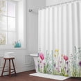 thumbnail image 5 of Watercolor Flowers Fabric Shower Curtain Floral Leaves Plant Washable Shower Curtains for Bathroom, Waterproof Bath Curtain with Hooks Home Decor 72x84in, 5 of 8