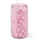 thumbnail image 2 of Vaso para beber SANDJEST, botella de vidrio con diseño de leopardo rosa de 470 ml, 2 of 8