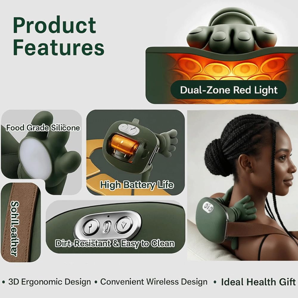 JMLPxx Neck Back Massager,Bionic Heated Massager,Wireless Portable Neck Shoulder Massager,Electric Deep Tissue 4D Kneading Massage, Real Touch Therapy Neck For Pain Relief