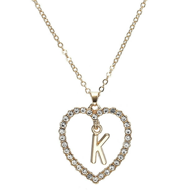 Gargantilla Con Colgante De Corazón Iniciales De Nombre De Moda/Collar De Amor De Circón 26 Letras/Cadena Accesorios De Joyería Gao Jiahui unisex