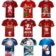 thumbnail image 2 of Camiseta de Navidad con estampado 3D para hombre y mujer, camisa informal de manga corta con cuello redondo, muñeco de nieve y alce, Unisex, 2 of 3