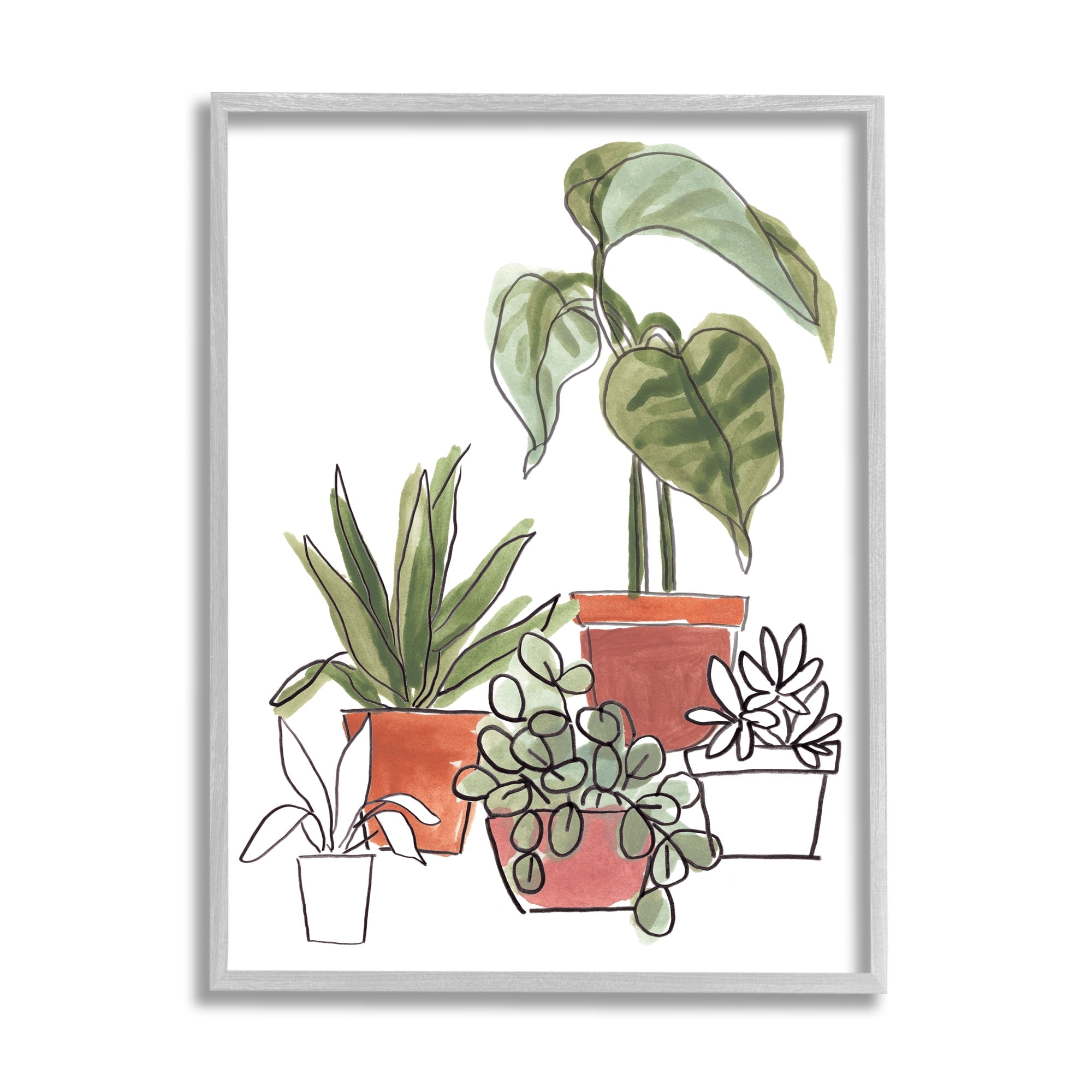 Stupell Industries Modern Indoor Plant Still Life Abstract Green Palms, 24 x 30, Design by June Erica Vess